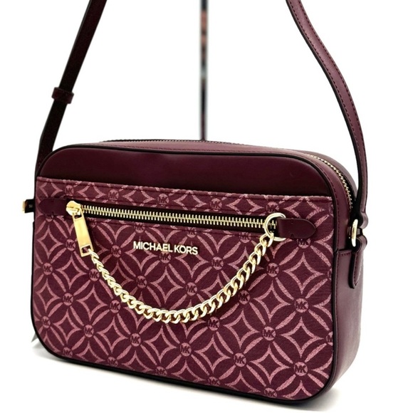 Michael Kors Large Jet Set Item EW Chain Xbody Crossbody Bag Ox Blood Multi - Picture 1 of 12
